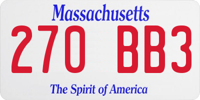 MA license plate 270BB3