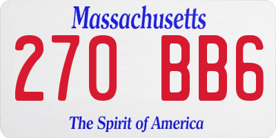 MA license plate 270BB6