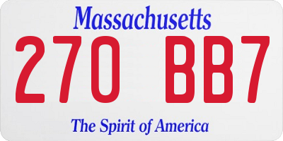 MA license plate 270BB7