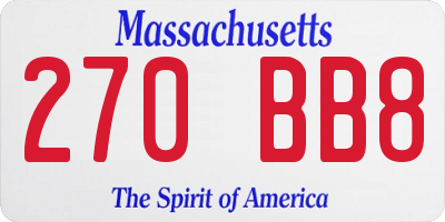 MA license plate 270BB8