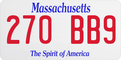 MA license plate 270BB9