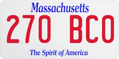 MA license plate 270BC0