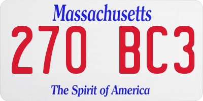 MA license plate 270BC3