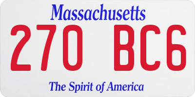 MA license plate 270BC6