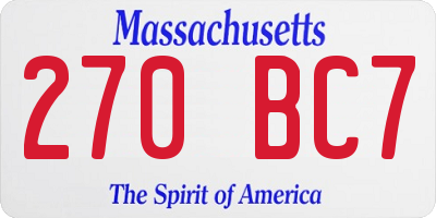 MA license plate 270BC7