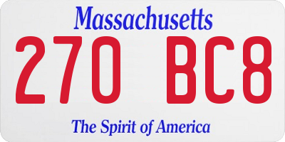 MA license plate 270BC8