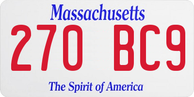 MA license plate 270BC9
