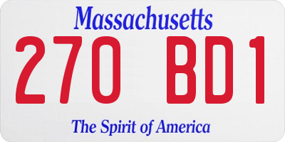 MA license plate 270BD1