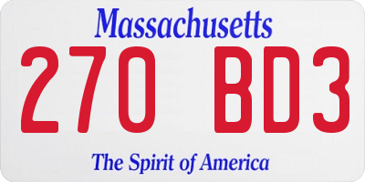 MA license plate 270BD3