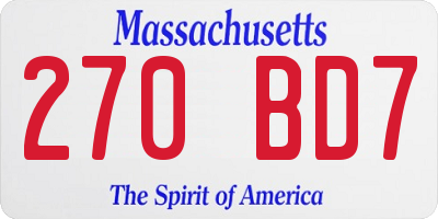 MA license plate 270BD7