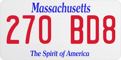 MA license plate 270BD8