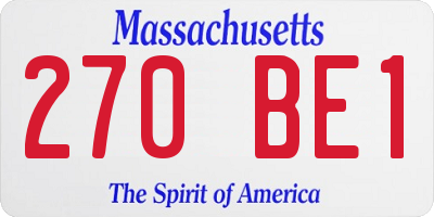 MA license plate 270BE1