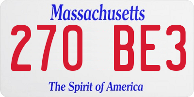 MA license plate 270BE3