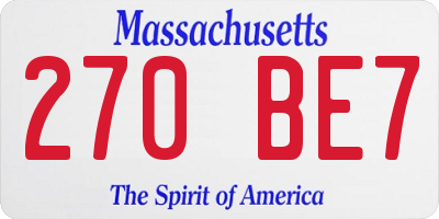 MA license plate 270BE7