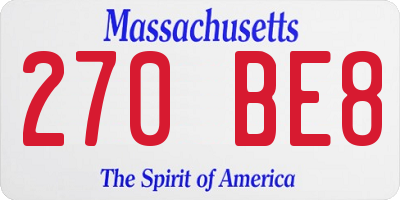 MA license plate 270BE8
