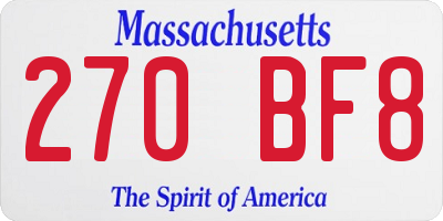 MA license plate 270BF8