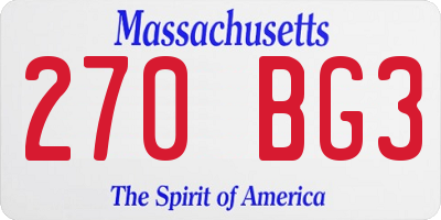 MA license plate 270BG3