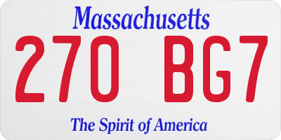 MA license plate 270BG7
