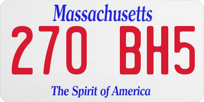 MA license plate 270BH5