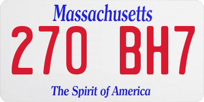 MA license plate 270BH7