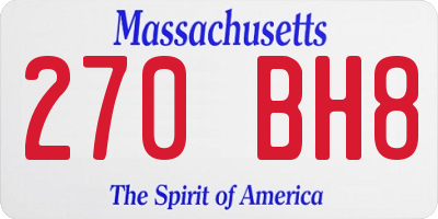MA license plate 270BH8