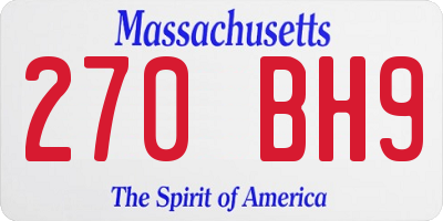 MA license plate 270BH9