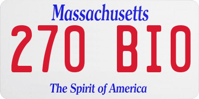 MA license plate 270BI0
