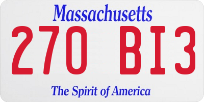 MA license plate 270BI3