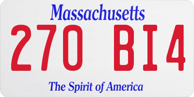 MA license plate 270BI4