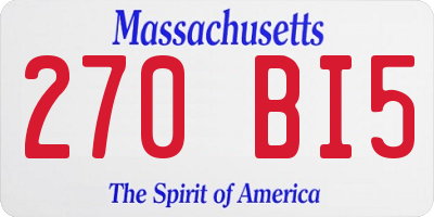 MA license plate 270BI5