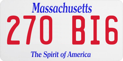 MA license plate 270BI6
