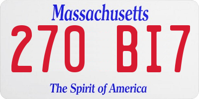 MA license plate 270BI7