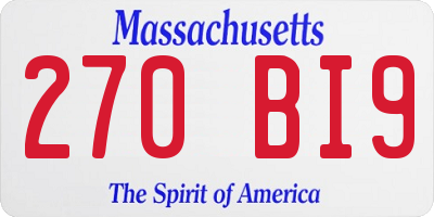 MA license plate 270BI9