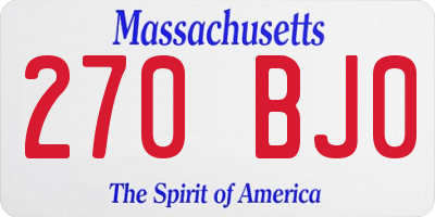 MA license plate 270BJ0
