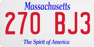 MA license plate 270BJ3