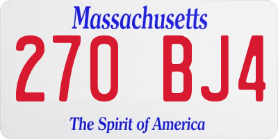MA license plate 270BJ4