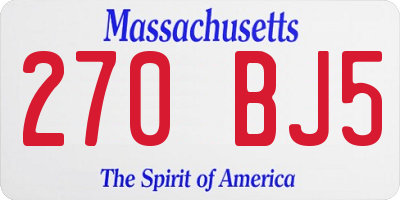 MA license plate 270BJ5