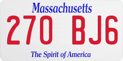 MA license plate 270BJ6