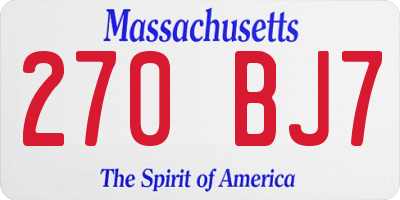 MA license plate 270BJ7