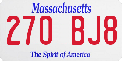 MA license plate 270BJ8