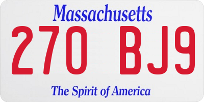 MA license plate 270BJ9