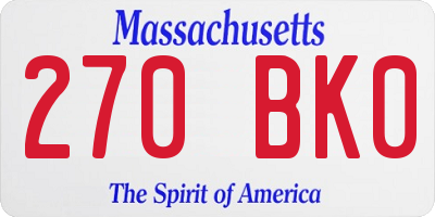 MA license plate 270BK0