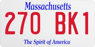 MA license plate 270BK1