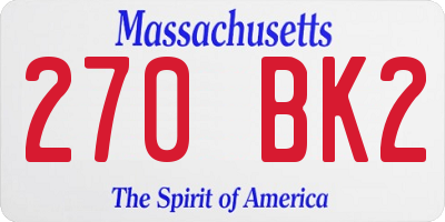 MA license plate 270BK2