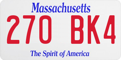 MA license plate 270BK4