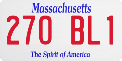 MA license plate 270BL1