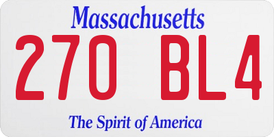 MA license plate 270BL4