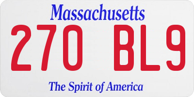 MA license plate 270BL9