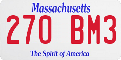 MA license plate 270BM3