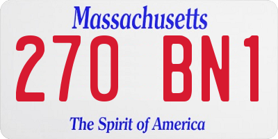 MA license plate 270BN1